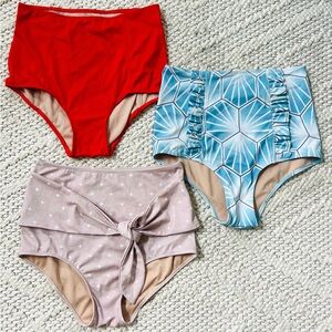 LOT of 3 KORTNI JEANE High Waist Swimsuit Bikini Bottoms Womens SMALL EUC